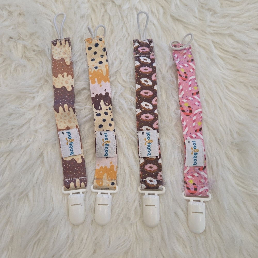 Donut and Ice Cream Pacifier Clipsbabygoal Pacifier Clips, 4 Pack Binky Paci Hol